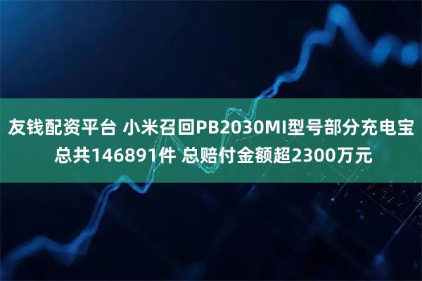 友钱配资平台 小米召回PB2030MI型号部分充电宝 总共146891件 总赔付金额超2300万元